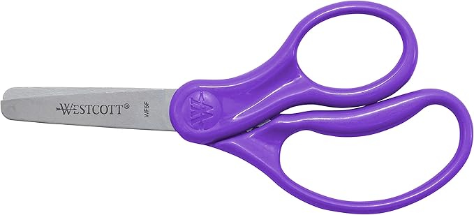 Westcott 16454 Right- and Left-Handed Scissors, Kids' Scissors, Back to School, Classroom Supplies, Ages 4-8, 5-Inch Blunt Tip, Assorted, 6 Pack