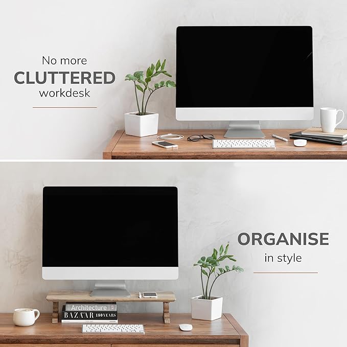 Anji Mountain Monitor Stand - Desktop Organizer & Laptop Riser, Ergonomic Monitor Riser, Space-Saving Monitor Stand for Desk, Durable Construction, Easy Assembly, Ideal for Home & Office