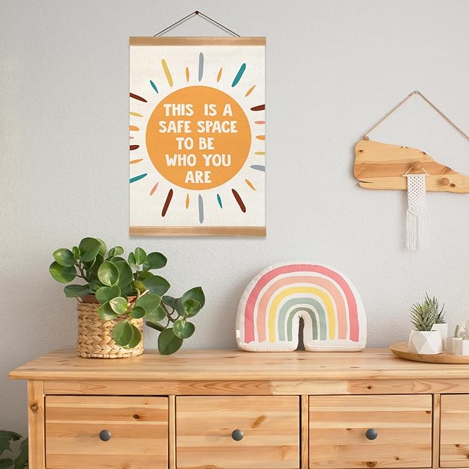 ZTGDA Mental Health Posters, This Is a Safe Space, Boho Classroom Decor, Therapy Office Counseling Office Must Haves, School Counselor Supplies, Calm Down Corner Wall Art Decor (WHO YOU ARE)