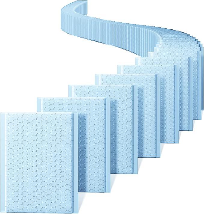 Metronic Bubble Mailers 6x10" 100 Pack Usable Size 6x9" Self Seal Bubble Mailer Thick Padded Envelopes Shipping Envelopes Cushion Mailers for Mailing Jewelry Makeup Supplies Light Blue