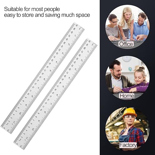 YouOKLight Plastic Ruler 30cm, Clear Ruler,Transparent Ruler 12 inch,Metric Ruler,Ruler 30cm for School,Transparent Straight rulers for Kids,and Office use,Drafting Tools,Measuring Tools,Pack of 2.