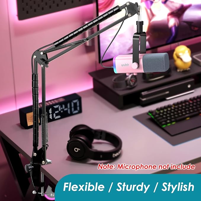Boom Arm Compatible with Fifine Dynamic Microphone (AM8), Mic Arm for Fifne XLR/USB Gaming Podcast Recording PC Mic, Adjustable Scissor Mic Stand by YOUSHARES