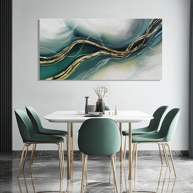 ZENPEE Large Modern Wall Art, Green Canvas Print, Abstract Wall Art Posters for Room, Hallway Decor for Office, Living Room, Bedroom, 20" x 40"