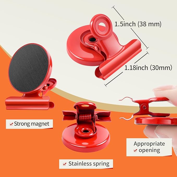 VNDUEEY 22 Pack Colorful Magnetic Clips for Whiteboard, Fridge Magnets Refrigerator Magnets, Magnet Clips for Kitchen & Office Organizing, Magnetic Paper Clip Holder