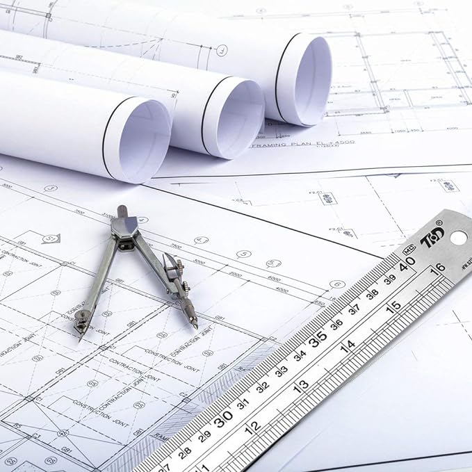 ZZTX Ruler Metal Straight Edge Stainless Steel Ruler 12 Inch Ruler Set Rulers Bulk 12 Pack