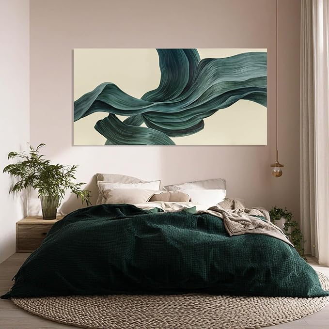 ZENPEE Beige Abstract Texture Wall Art, Green Modern Wall Art, Wall Hanging, Wall Decor for Office, 20" x 40"