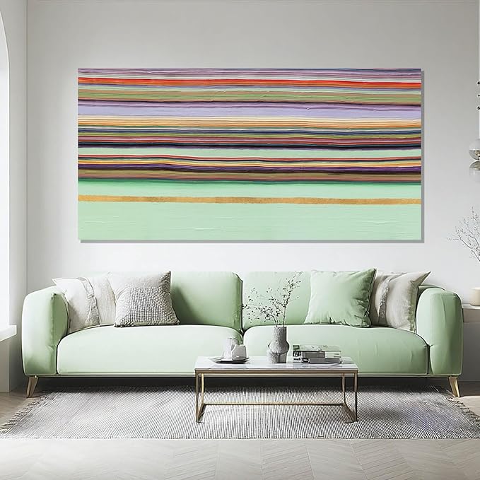 ZENPEE Green Abstract Wall Art with Wood Frame, Modern Canvas Prints Hanging Decor for Living Room, Office, Hallway, or Entryway | 24" x 48"