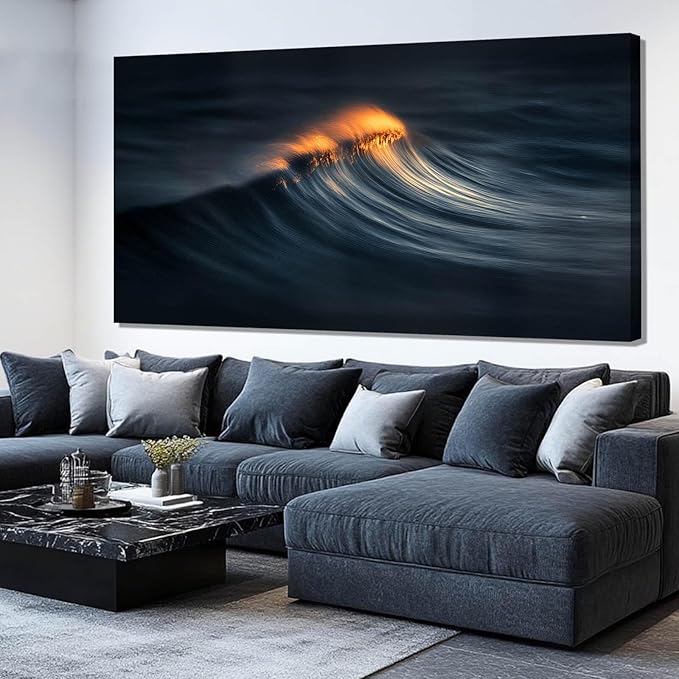 ZENPEE Black Hallway Decor and Gold Canvas Wall Art, Large Abstract Modern Wall Decor Posters for Bedroom or Living Room, 29" x 58