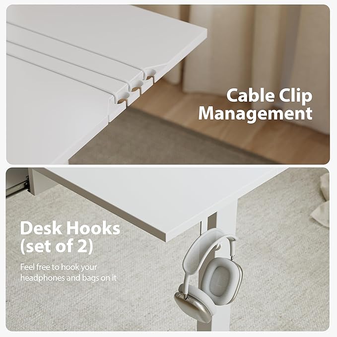 Agilestic L Shaped Standing Desk Adjustable Height, Electric Corner Standing Desk, 63 x 55 inch Sit Stand Computer Table with Splice Board, White