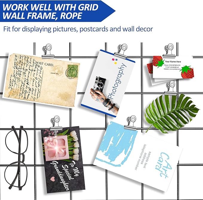 30 Pack Small Bull Clips 0.87 Inch Mini Metal Hinge Clips Binder Paper Hinge Clip for Office, Home, School, Shops, Silver, 22mm