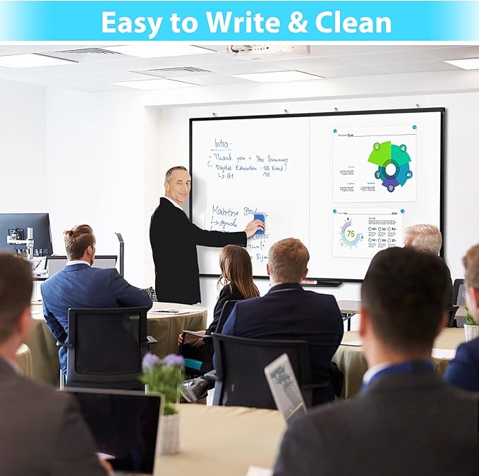 White Board Dry Erase 72x40, Large Magnetic Whiteboard Maxtek Dry Erase Boards for Wall, Aluminum Presentation Wall-Mounted Marker Board with a Long Pen Tray for School, Classroom, Office & Home