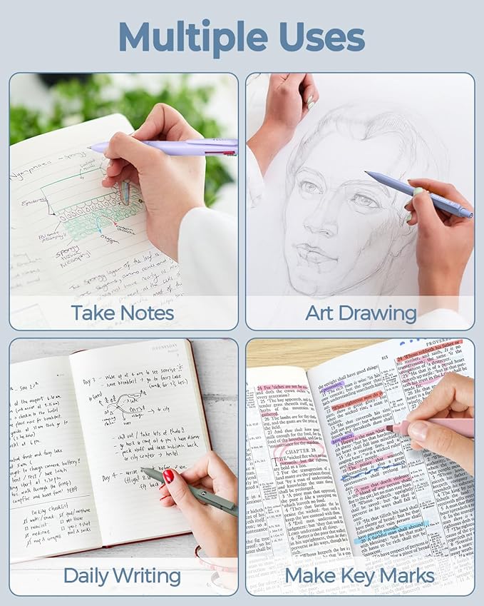 Four Candies 56 PCS Aesthetic School Supplies with Cute Pencil Case, 6 Multicolor Pen, 12 Pastel Highlighters, 5 Gel Pens Black Ink, 9 Mechanical Pencils for Student Stationary Set Preppy Stuff (Blue)