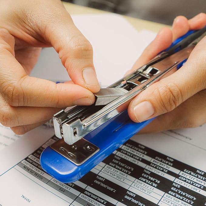 M&G Office Desktop Stapler, 20 Sheet Capacity Basic Staplers Jam Free Standard Stapler Office Accessories Supplies with Two Binding Modes for Home Office Classroom, Blue, 1 Pcs