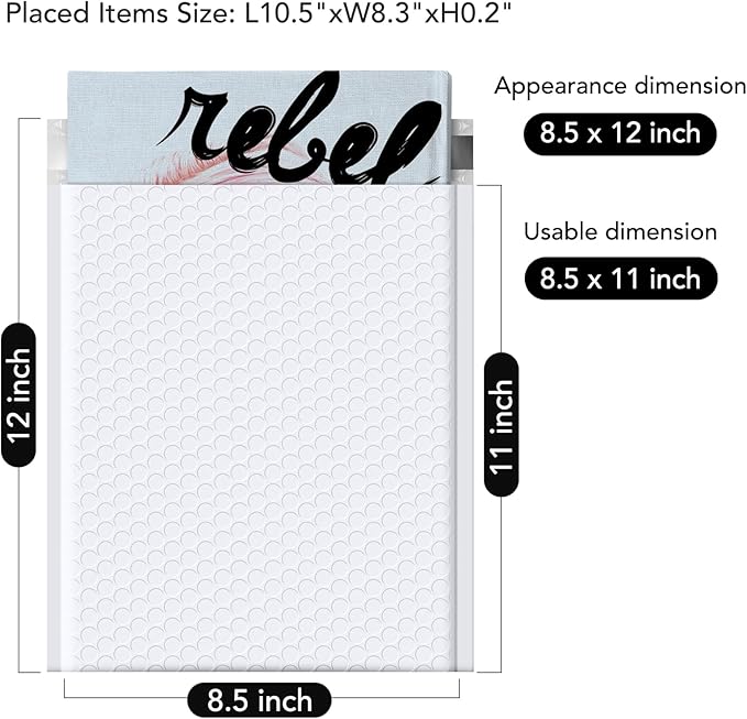 Fuxury White Bubble Mailers 8.5x12” 40 Pack Opaque Padded Envelopes Usable Size 8.5x11" Waterproof Bubble Envelopes Thick Padded Mailers for Small Business Mailing Books Clothes