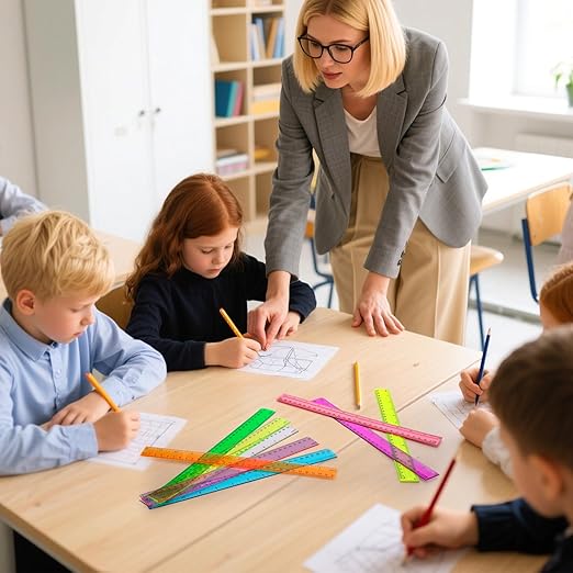 ZOOFOX 110 Pack Plastic Ruler 12 Inch in Bulk, Assorted Color Metric Ruler with Centimeters and Inches, Kids Rulers Bulk for Classroom, Office, Home Supplies