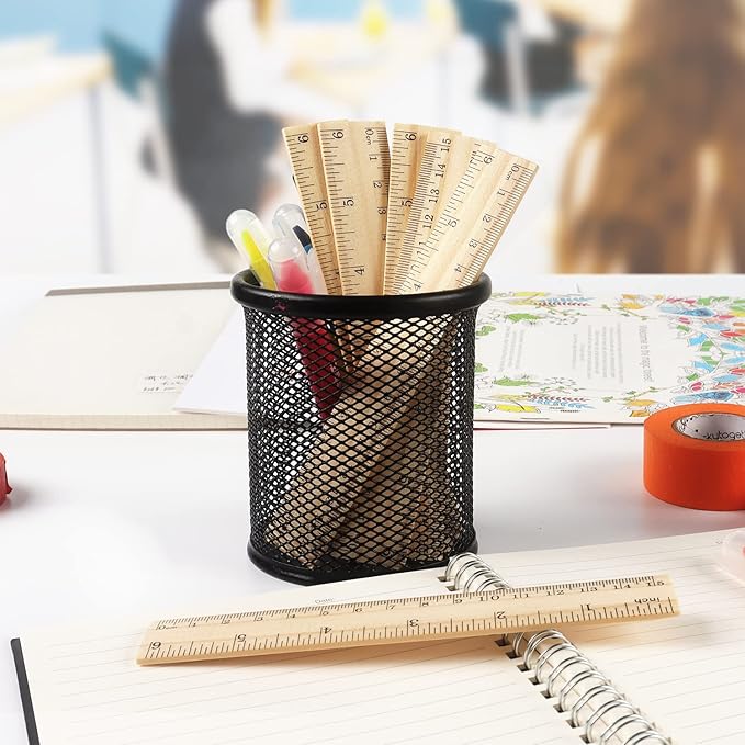 ZZTX 3 Pack Wooden Ruler 6 Inch Rulers Bulk Wood Measuring Ruler for Students Office School Supplies 2 Scale (15 cm)