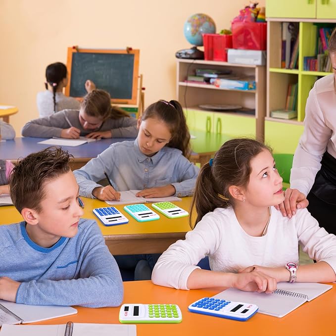 Hoteam 16 Pcs Christmas Pocket Calculator Gift for Students Bulk Mini Handheld Calculator Basic Standard Calculators with Button Battery 8 Digit Display for School Office Home(Assorted Colors)