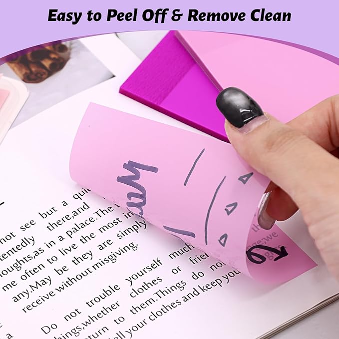 ‎SYMDROMIA Transparent Sticky Notes, 3"x3" Clear Post Translucent Sticky Notes with See Through Self-Adhesive Sticky Pads for Office School College Supplies, 800 Sheets Lavender Purple