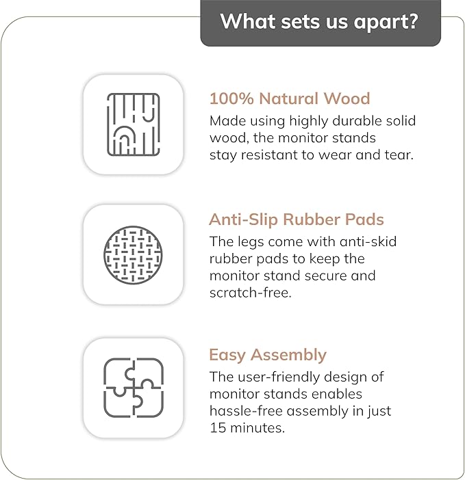 Anji Mountain Monitor Stand - Desktop Organizer & Laptop Riser, Ergonomic Monitor Riser, Space-Saving Monitor Stand for Desk, Durable Construction, Easy Assembly, Ideal for Home & Office