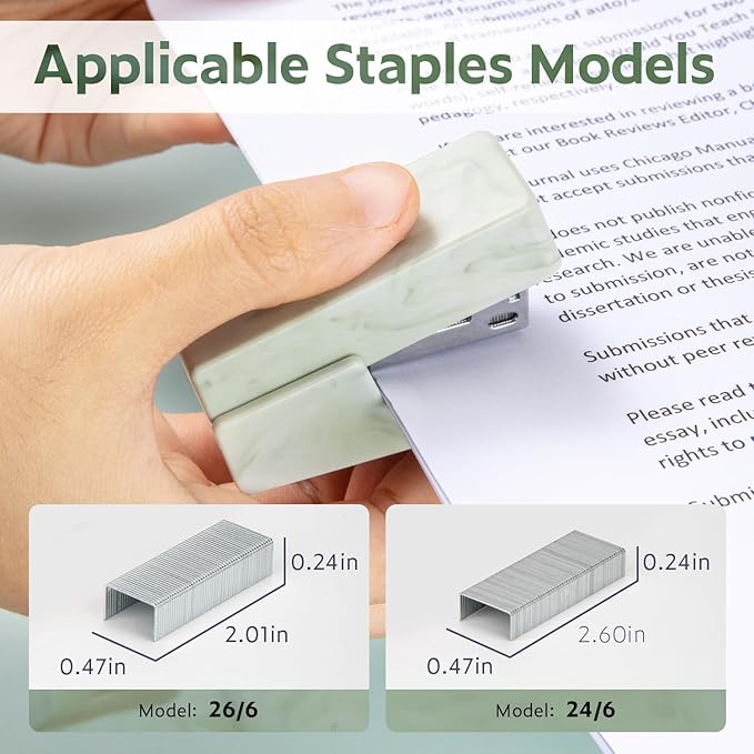 Mini Stapler with 830 Staples, Small Cute Desk Staplers, 25 Sheet Capacity, Fluid Green