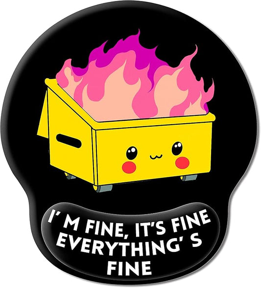 Upgrade Mouse Pad with Wrist Rest, Dumpster on Fire Ergonomic Gaming Gel Mouse Pad with Wrist Support, Cute Computer Mousepad for Desk Home Office Laptop, Pain Relief, Non-Slip PU Base