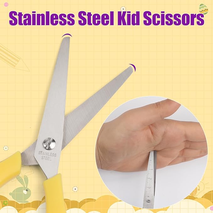16Pack 5.5" Safety Small School Kids Student Round Blunt Tip Craft Scissors Bulk, Stainless Steel Blades Comfort Grip Scissors for Kid Children Kindergarten Cutting Paper