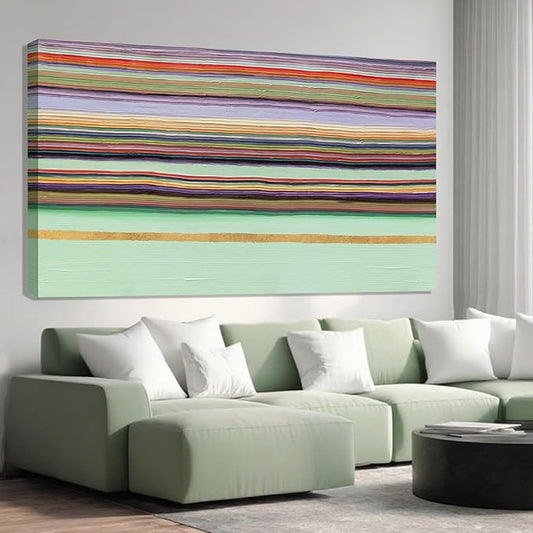 ZENPEE Green Canvas Wall Art - Modern Wall Decor Hanging Decor, Eclectic Wall Art, Dining Room Wall Decor, Room Posters for Living Room, Bedroom, Office Entryway, Hanging Art, 29" x 58"