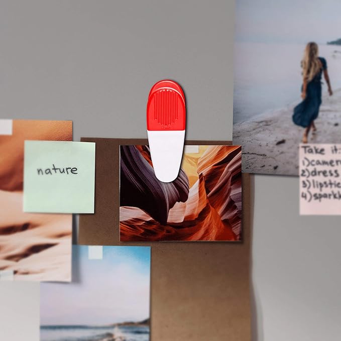 10 Magnetic Memo Holders Set - Large Clip, Plastic - White Red