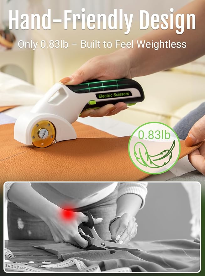 2025 NEW 4V Cordless Electric Scissors Tools, Cardboard Cutter with 2 Titanium Blade Accessories, Safety Lock, Rotary Cutter for Cardboard, Gifts for Men&Women - Frost White