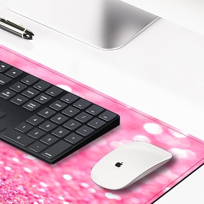 Long Mouse Pad XXL,Ergonomic Desk Mat Gaming Set,Keyboard Wrist Support Rest Mouse Pad Suitable for Office and Home (XXL Pink Set)