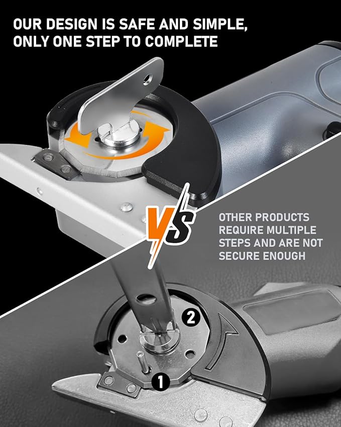 4V Cordless Electric Scissors, [Upgraded] Power Rotary Cutter with 2 Blades & LED Light, Max Cut 1/4" for Cardboard Box/Thin Carpet/Plastic, Includes Storage Case & USB Cable