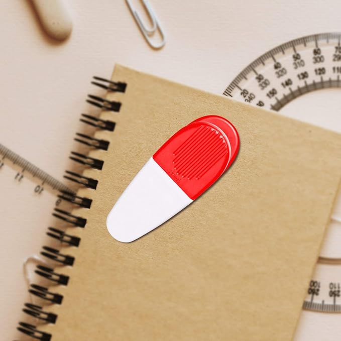 10 Magnetic Memo Holders Set - Large Clip, Plastic - White Red