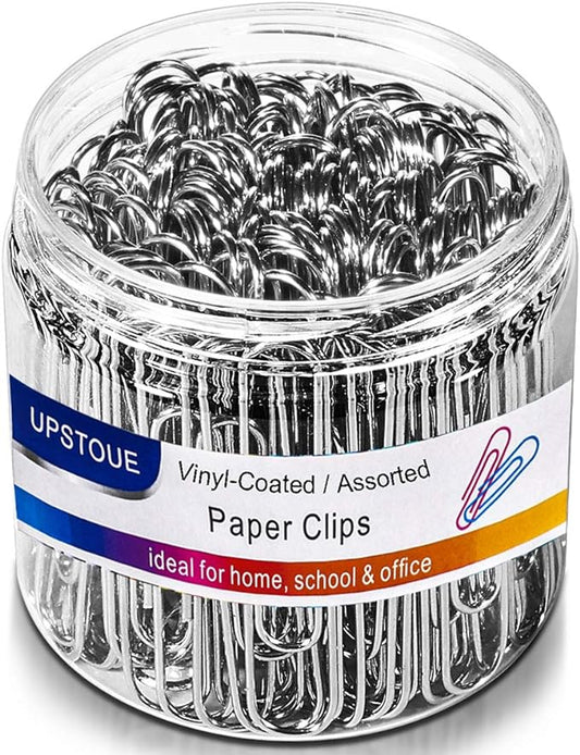 Vinaco Paper Clips Smooth Silver, 100 Pack Paper Clips Large 2Inch (50mm), Durable & Rust Resistant Coating. for Office, School Document Organizing