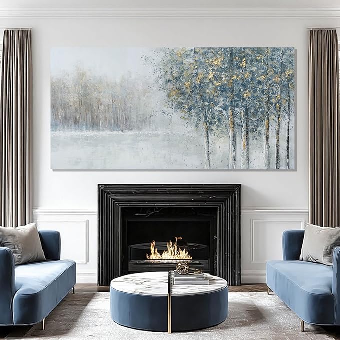 ZENPEE Blue Modern Wall Art, Nature Landscape Canvas Wall Art, Large Wall Decor for Living Room, Bedroom Decor, Wall Posters for Room, Office, 29" x 58"