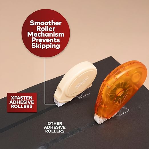 XFasten Glue Tape Roller for Scrapbooking 4-Pack Acid-Free Pastel Beige Double Sided Tape Roller for Crafts, Photos, Bullet and Junk Journaling Supplies - Scrapbook Adhesive Runner (0.3 in x 30 ft)
