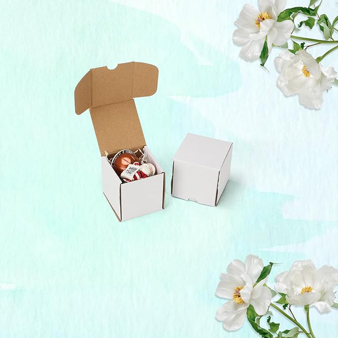 WIFTREY 50pcs 3X3X3 inch Small Shipping Boxes for Business, White Corrugated Cardboard Box 3 x 3 x 3 Craft Gifts Giving Box for Literature, Mailing, Packaging