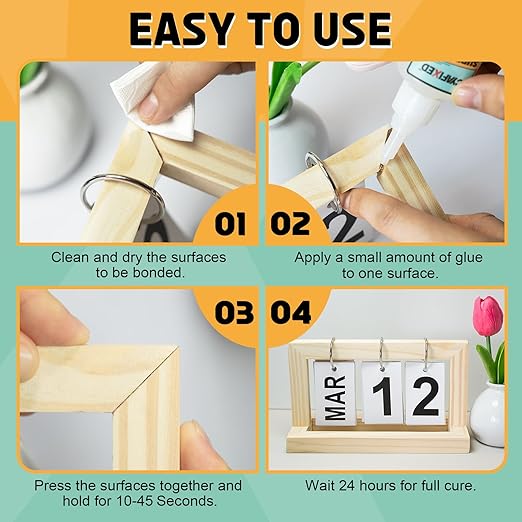 Super Glue Gel 25 Gram (Pack of 2) Clear CA Glue for Wood Furniture Plastic Ceramic Glass Leather, All Purpose Cyanoacrylate Adhesive, Heavy Duty Superglue Repair Metal Model Shoe Stone Pottery Rubber