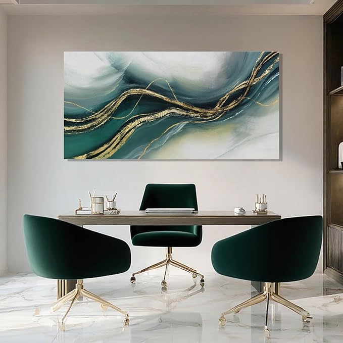 ZENPEE Large Modern Wall Art, Green Canvas Print, Abstract Wall Art Posters for Room, Hallway Decor for Office, Living Room, Bedroom, 20" x 40"