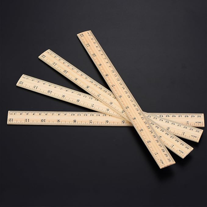 eBoot 12 Pack Wood Ruler Student Rulers Wooden School Rulers Office Ruler Measuring Ruler, 2 Scale (12 Inch and 30 cm)