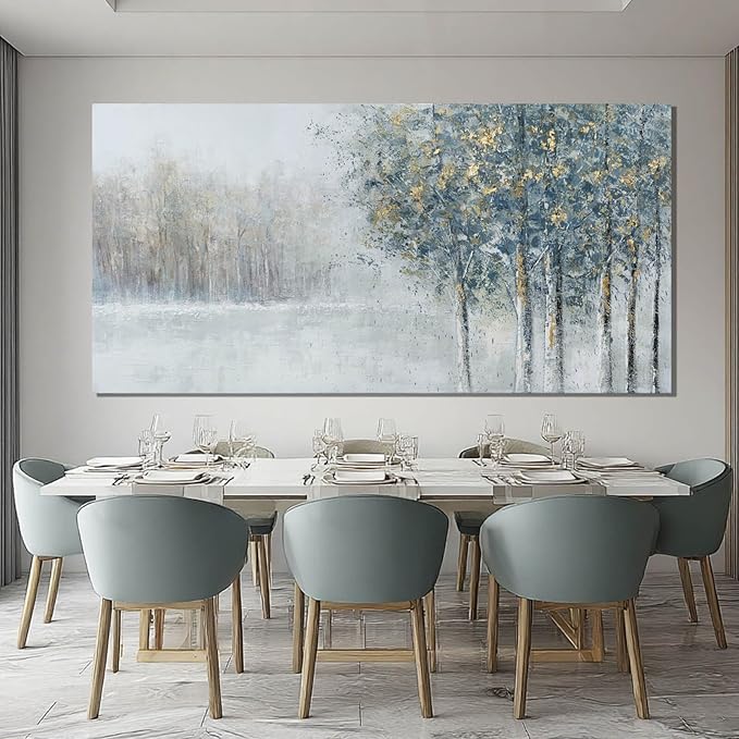 ZENPEE Blue Modern Wall Art, Nature Landscape Canvas Wall Art, Large Wall Decor for Living Room, Bedroom Decor, Wall Posters for Room, Office, 29" x 58"