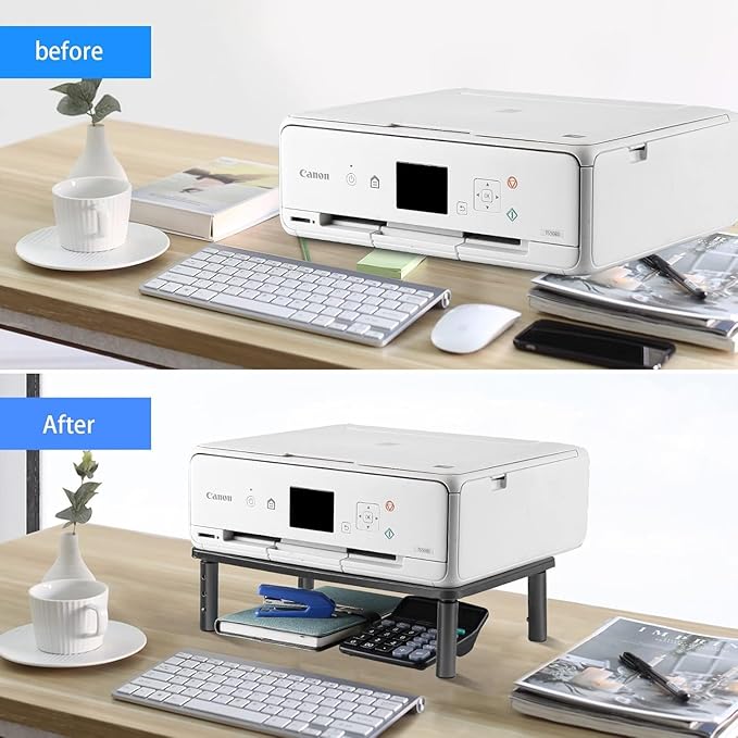 suptek Computer Monitor Stand Riser,Monitor Riser for Laptop, Printer, Notebook and All Flat Screen TV Display with Vented Platform,3 Height Adjustable Laptop Riser,1 Pack,Black(MST003)