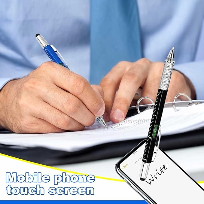 Zhanmai 168 Pcs Multi Tool Pen for Men 6 in 1 Screwdriver Gadgets Screwdriver Ruler Level Gauge Ballpoint Pen for Christmas Father's Day Birthday Gift(Multicolor)