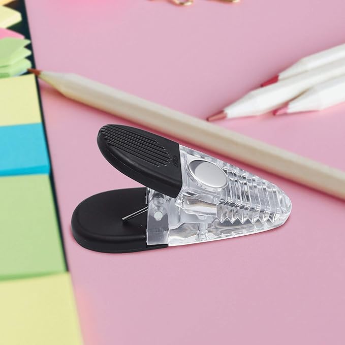 50 Magnetic Memo Holders Set - Customizable Text, Logo - Large Clip, Plastic - Clear