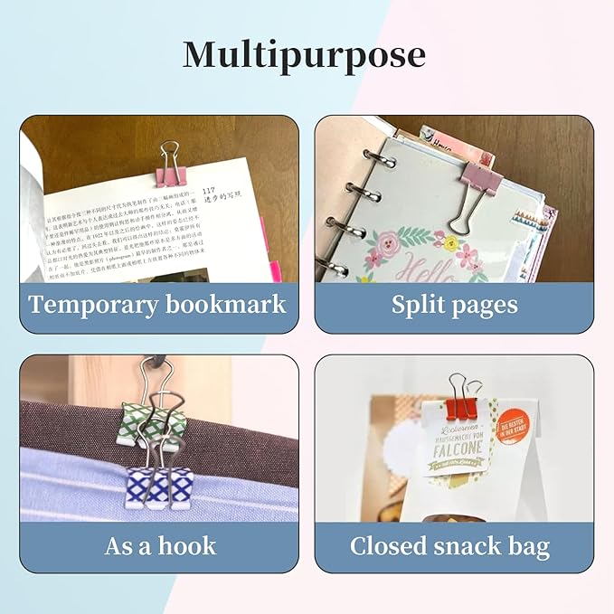 Medium Binder Clips, 36 Pack, 1-1/4 Inch, 1.25 Inch, Standard 32mm, Black, Capacity 0.6 Inch, Fold Clamp, Paper Clips, Office and School Supplies