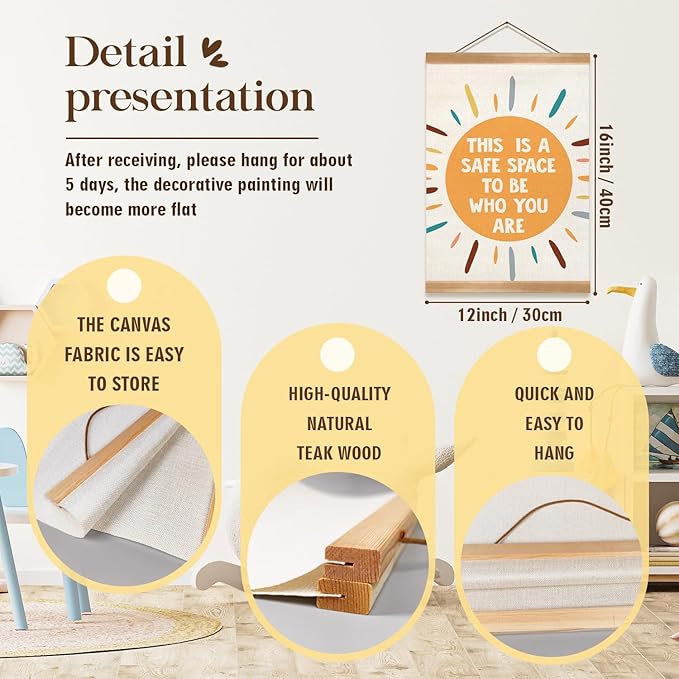 ZTGDA Mental Health Posters, This Is a Safe Space, Boho Classroom Decor, Therapy Office Counseling Office Must Haves, School Counselor Supplies, Calm Down Corner Wall Art Decor (WHO YOU ARE)