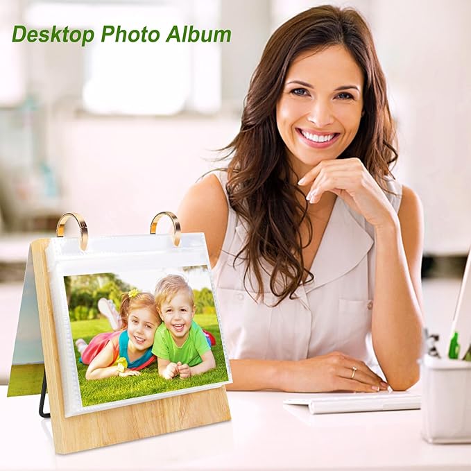 ZEEYUAN 4x6 Picture Frame Desktop Display 4x6 Desk Flip Photo Album on Stand 60 Pockets, Mother's Day Gift for Mom from Daughter Son Desk Photo Book Gifts for Mother Father Grandma