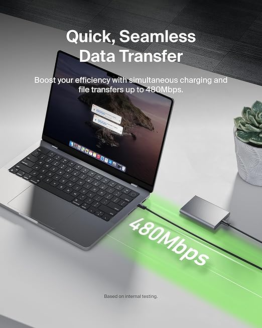 Belkin USB C to USB C Cable, 3.3ft, 240W - Type C Charger, iPhone Charger Cord, Soft, Braided, Flexible for iPhone 17, Galaxy S25, Pixel 10, MacBook, Chromebook, iPad Pro, Switch Steam Deck – Black