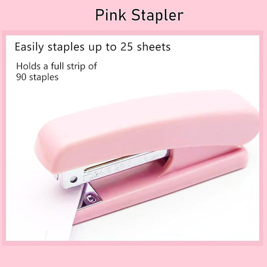 Pink Stapler, Desktop Stapler, 25 Sheet Capacity, Includes 1000 Staples and Staple Remover