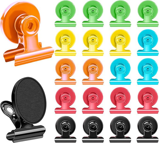 VNDUEEY 22 Pack Colorful Magnetic Clips for Whiteboard, Fridge Magnets Refrigerator Magnets, Magnet Clips for Kitchen & Office Organizing, Magnetic Paper Clip Holder