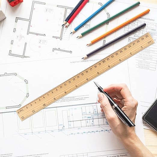 GNIEMCKIN 288 Packs Wooden Rulers, 12 Inch Double Sided Wood School Ruler for Home, Student, Office Use, 2 Scale